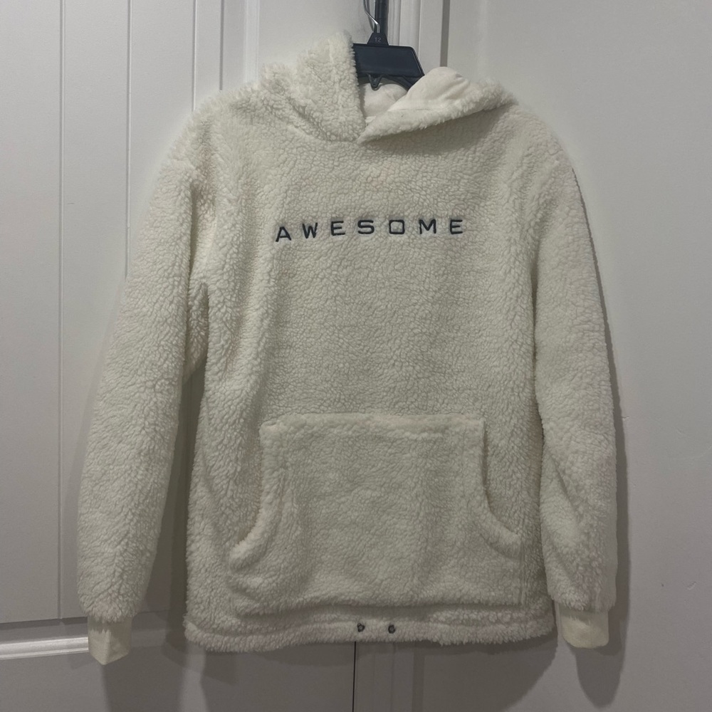 White fuzzy hoodie